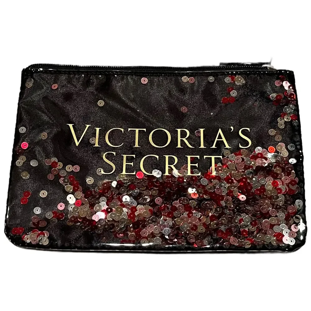 NWOT: Victoria’s Secret Sequin Wristlet Clutch Purse Travel Make Up Bag 6x9 (T)‎ - Picture 2 of 5